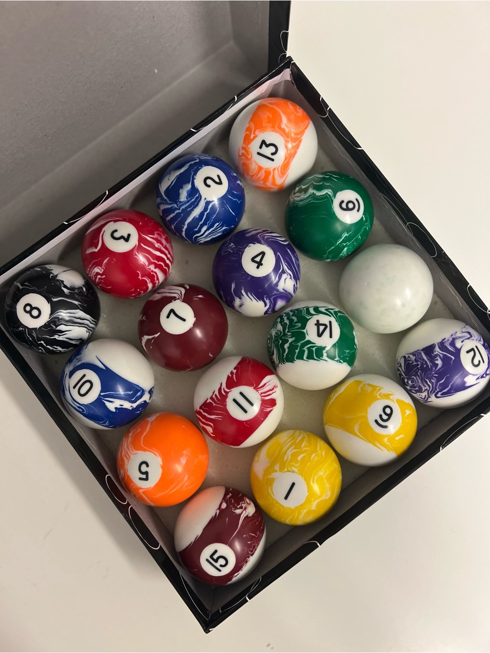 Iszy Billiards Pool Table Billiard Ball Set, Marble/Swirl Style
